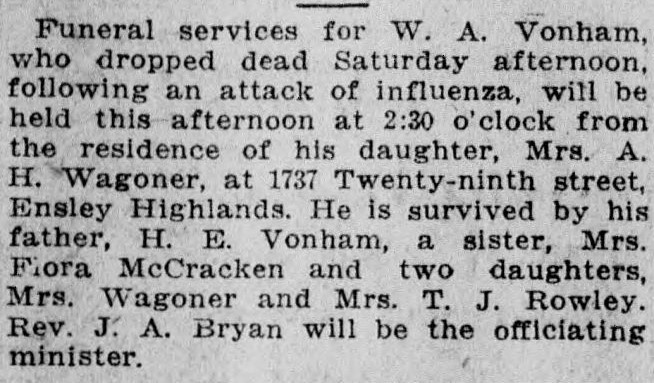 W.A. Vonham obituary